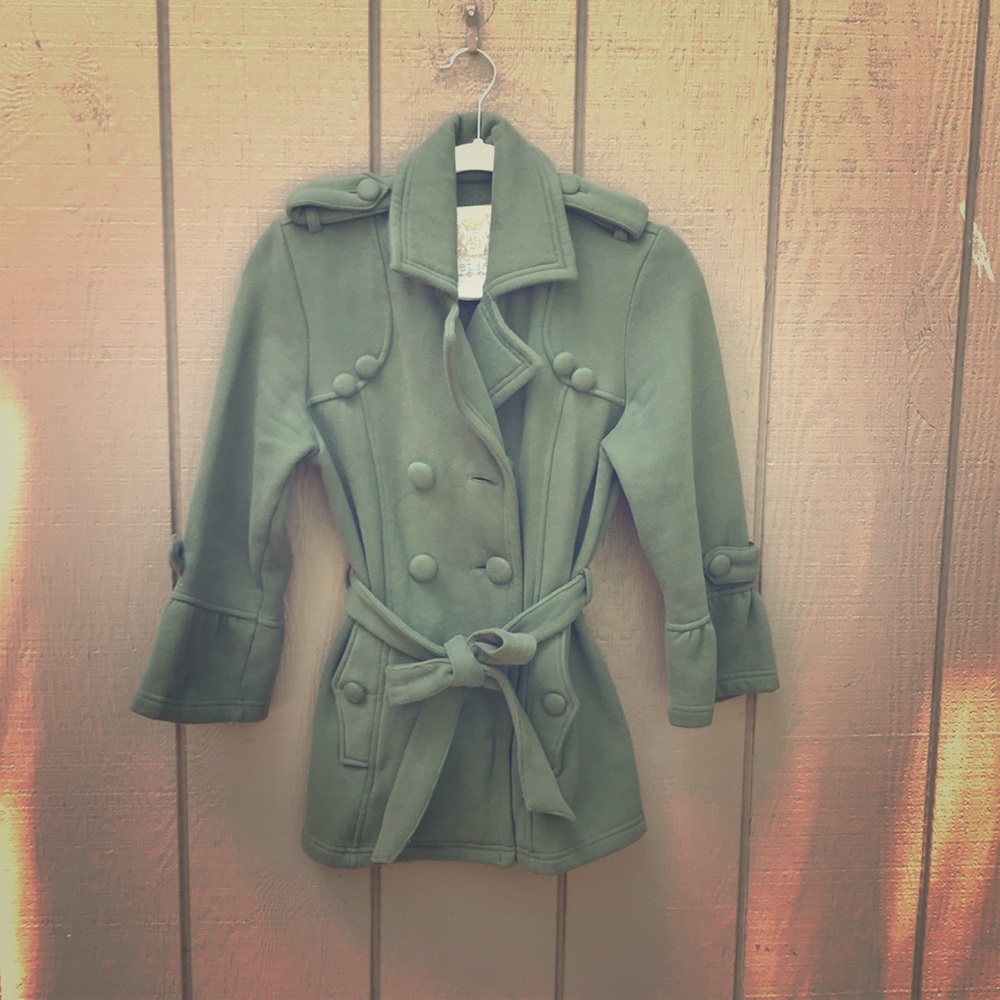 Adorable & Versatile Army Green Cotton Pea Coat